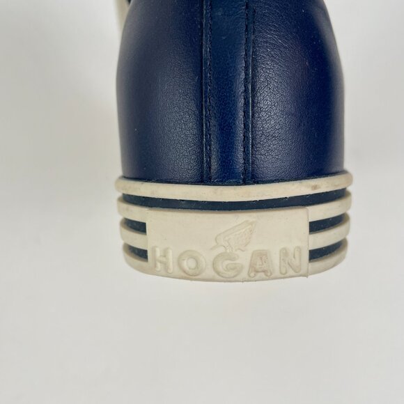 Women's Hogan Rebel R182 High Top Sneakers, Navy Blue Leather/Suede, Size 39 - Picture 8 of 14